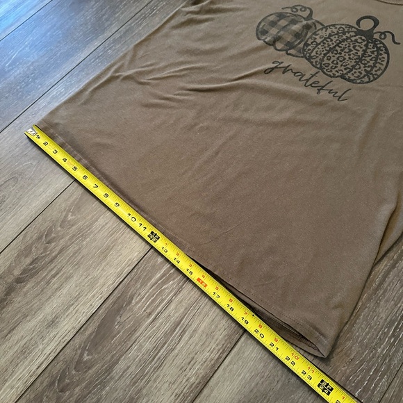 Final Markdown Tan Grateful Casual T-Shirt With Pumpkins - Picture 5 of 7